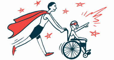 rare disease clinical trial participants | Epidermolysis Bullosa News | Illustration of woman in cape pushing child in wheelchair