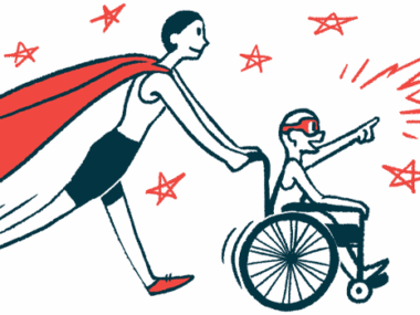 rare disease clinical trial participants | Epidermolysis Bullosa News | Illustration of woman in cape pushing child in wheelchair