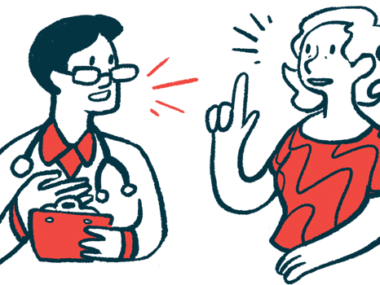 A doctor holds a clipboard while consulting with a patient.