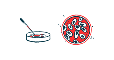 A dropper is seen poised above a petri dish alongside an aerial view of a cell sample in another petri dish.