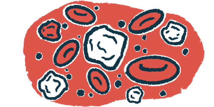 An illustration shows red and white blood cells.